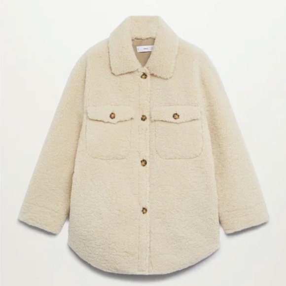 MANGO: NWOT Oversized faux shearling shacket, sz M - Picture 2 of 11